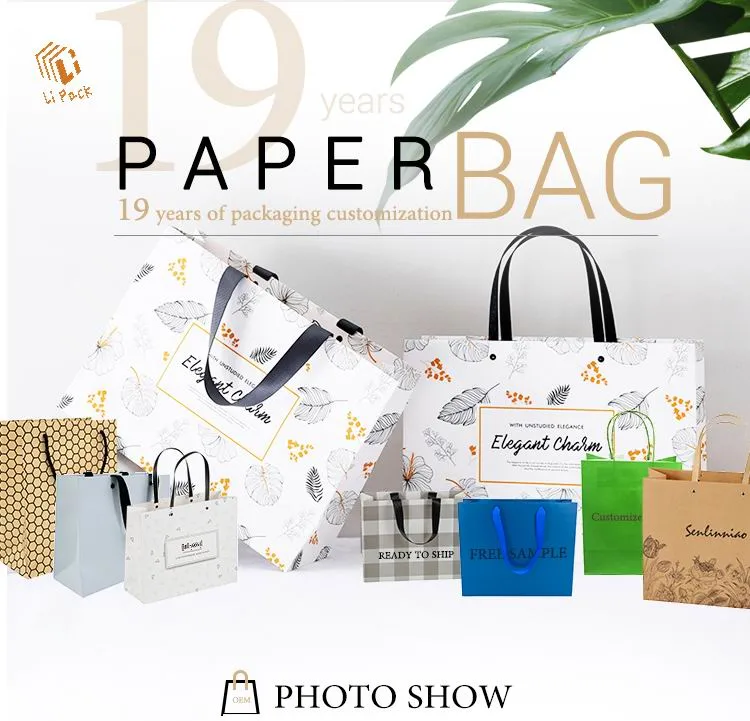 High Quality Rivet Punching Flat Handle Paper Shopping Bag Custom Logo Printing Free Design White Paper Garment Gift Bag