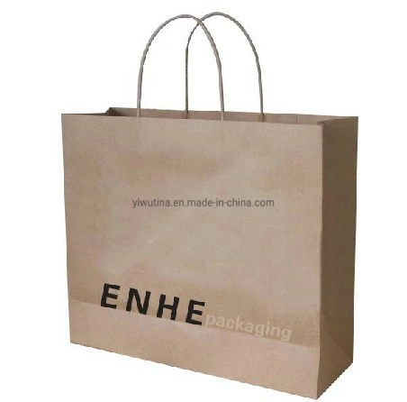 Custom Size Green Flat Paper Merchandise Shopping Bags with Handles Wholesale
