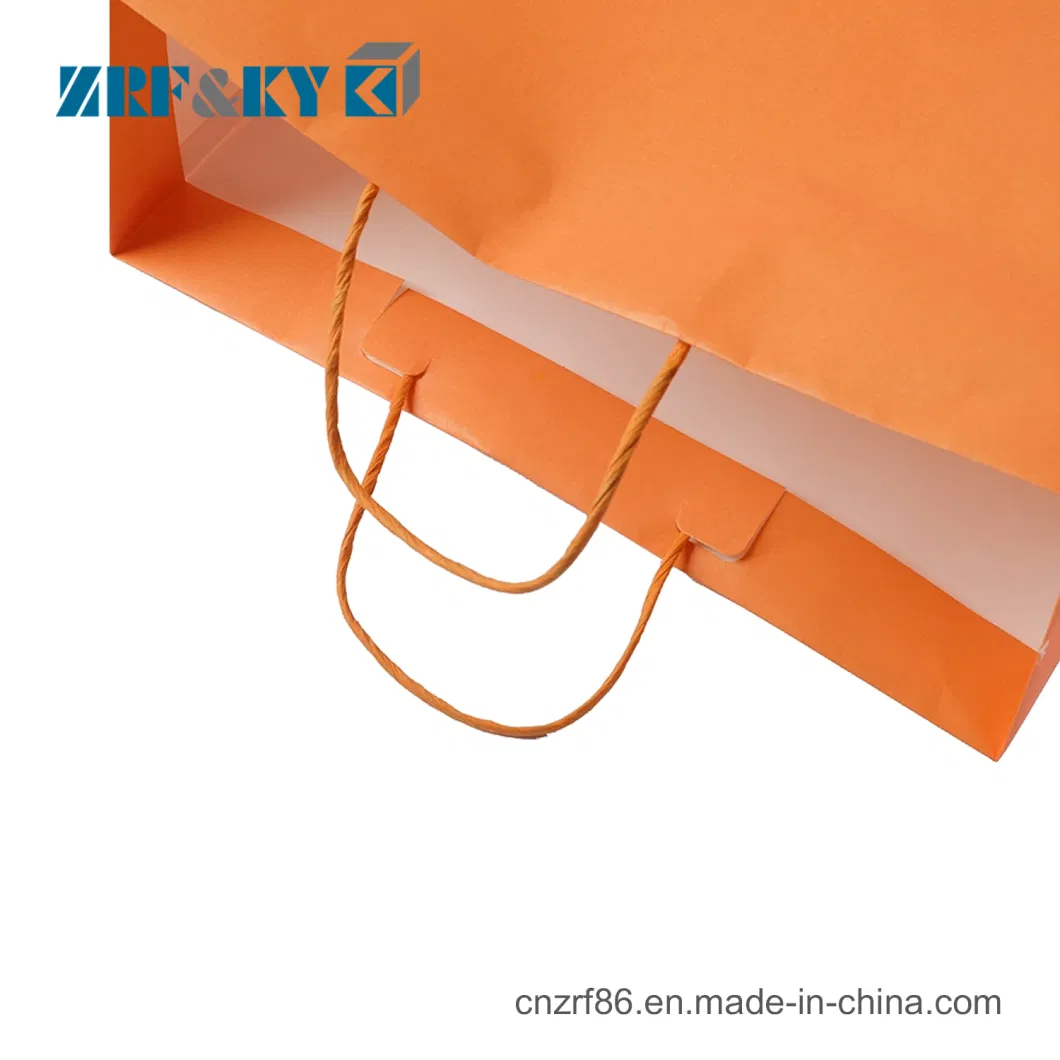 Custom Orange Color Logo Printed Die Cut Jv Paper Twisted Handle Bags