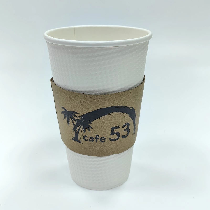 Hot Paper Cup Sleeve Fits 10/12/20/24 Oz Custom Paper Coffee Cup Sleeves with Logo