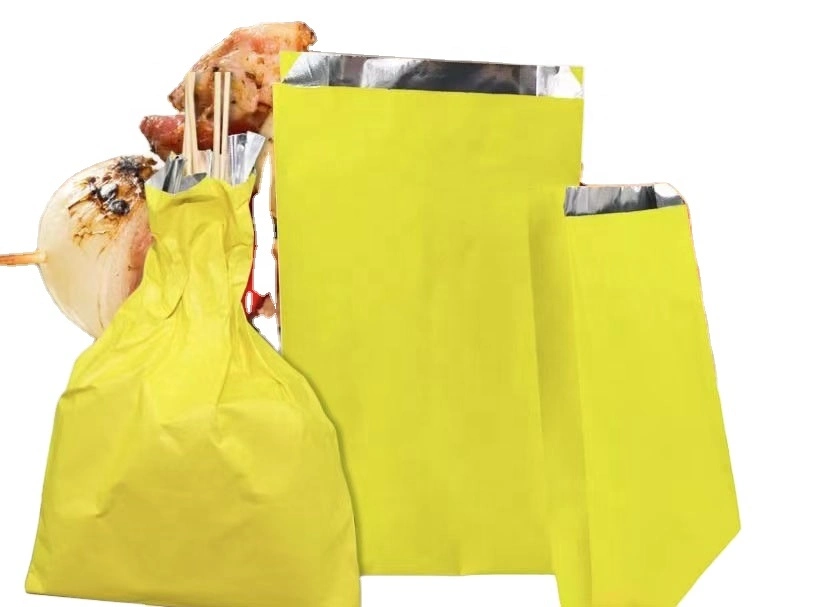 Disposable Food Grade Aluminum Foil Lined Kraft Paper Bag for Hot Food