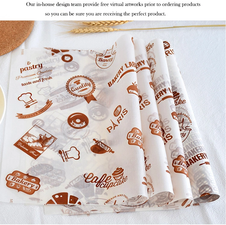 Custom Logo Printed Deli Meat Hamburger Frie Burger Sandwich Wrap Wax Food Wrapping Greaseproof Paper
