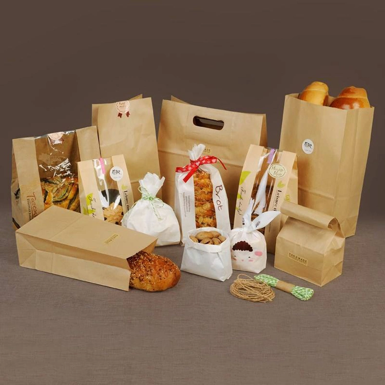 Custom Takeaway Kraft Food Packaging Bakery Bread Paper Bag for Food Takeaway