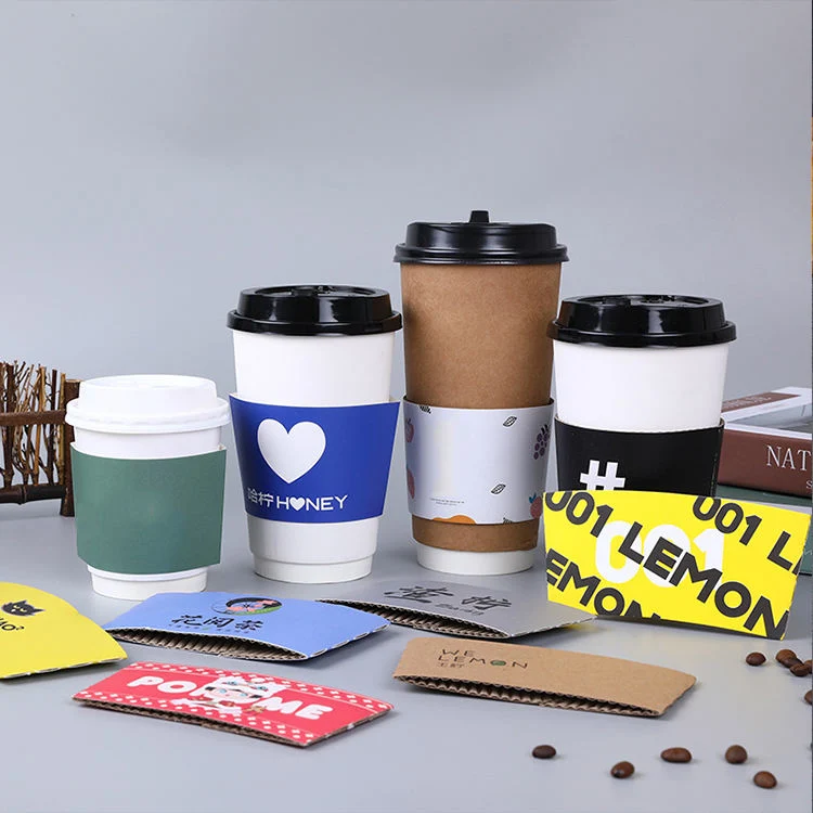 Hot Paper Cup Sleeve Fits 10/12/20/24 Oz Custom Paper Coffee Cup Sleeves with Logo