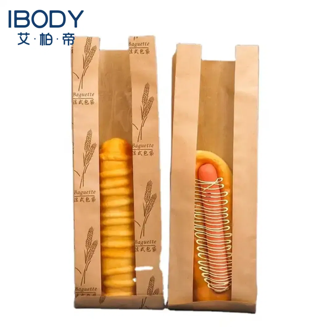 Wholesale Clear Window French Bread Bakery Food Grade Paper Bag
