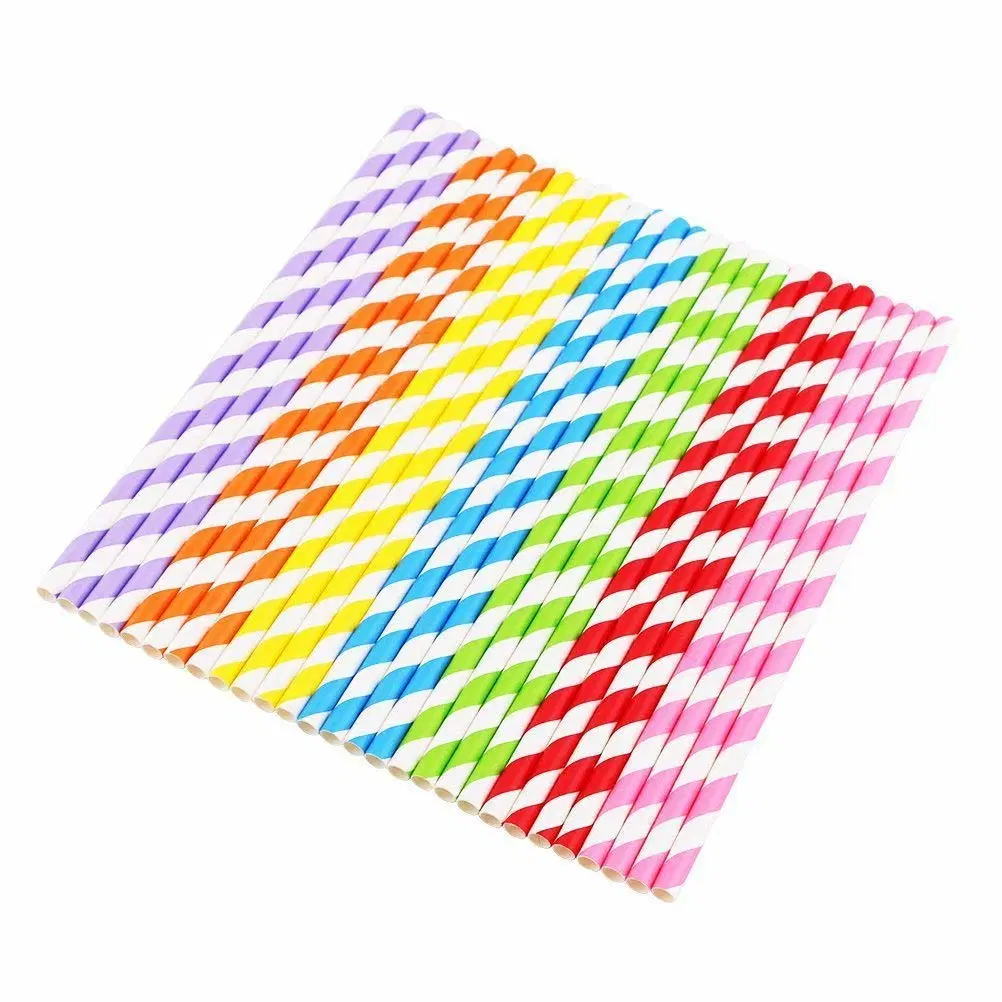 Wholesale Color Disposable Straws Degradable Paper Red and Green Mixed Christmas Series
