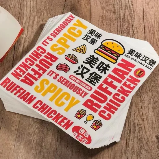 Custom Sandwich Wrap Paper Fast Food Packaging Oil