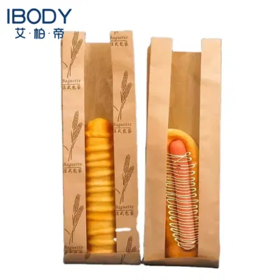 Wholesale Clear Window French Bread Bakery Food Grade Paper Bag