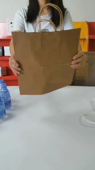 Recyclable Custom Flat Top Rope Handle Christmas Paper Kraft Bags