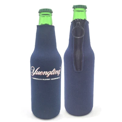 Customized Reusable Neoprene Sublimation Beer Bottle Cooler Holder with Zipper Insulated Stubby Cover Sleeves